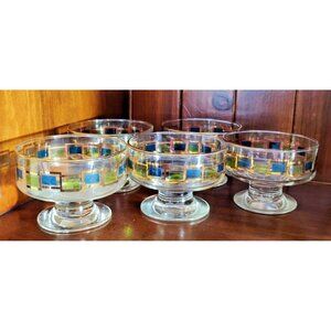 Mid Century Modern MCM Circa 1960's Libbey Set of 5 Footed Sherbet Dessert Bowls